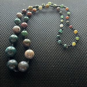 New Multi Color Gemstones Graduated Beads Opera Necklace Gift Box